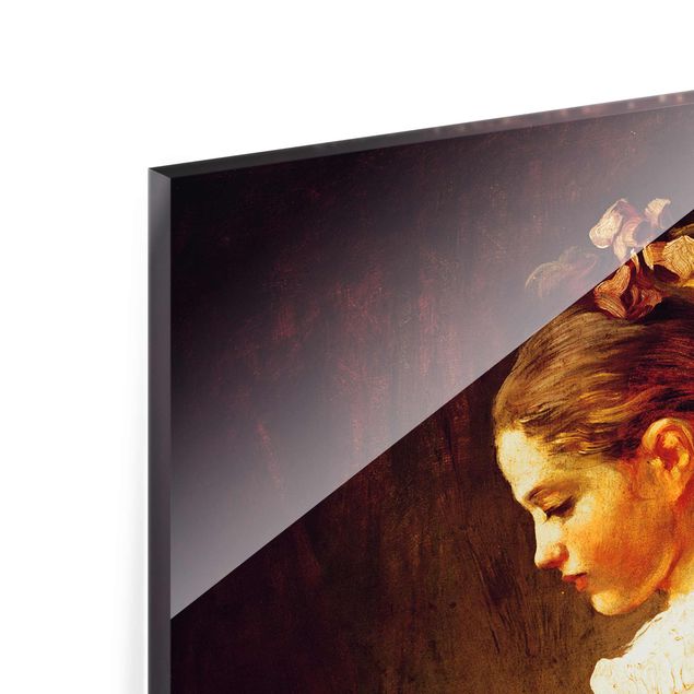 Glasbild - Kunstdruck Jean Honoré Fragonard - Lesendes Mädchen - Hoch 3:4