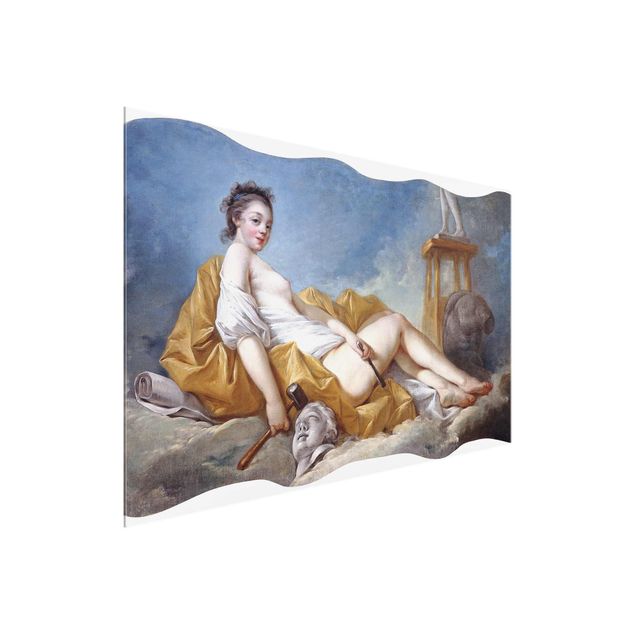 Glasbild - Kunstdruck Jean Honoré Fragonard - Personifikation der Malerei - Quer 3:2