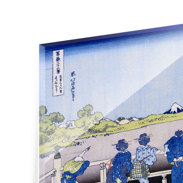 Glasbild - Kunstdruck Katsushika Hokusai - Die Sazai Halle des Fünf-Hundert-Rakanji Tempel - Quer 3:2