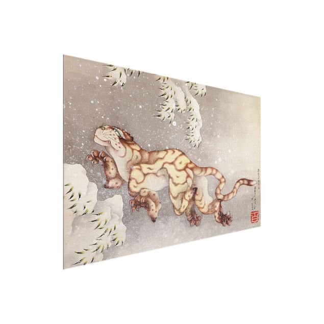 Bilder Katsushika Hokusai - Tiger in Schneesturm