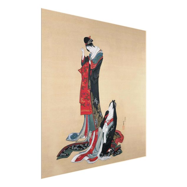 Glas Wandbilder Katsushika Hokusai - Zwei Kurtisanen