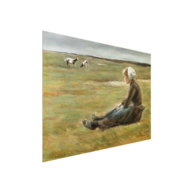 Glasbild - Kunstdruck Max Liebermann - Die Ziegenhirtin - Quer 4:3