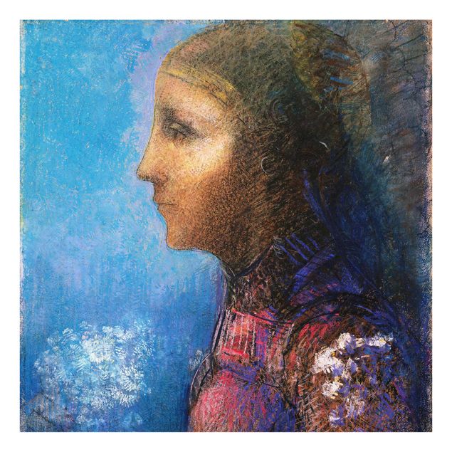 Glasbild - Kunstdruck Odilon Redon - Profil (Le Drapeau) - Quadrat 1:1