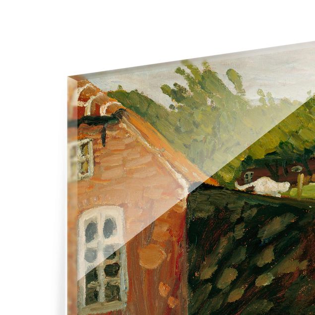Glasbild - Kunstdruck Otto Modersohn - Rotes Haus mit Ställen - Quer 4:3