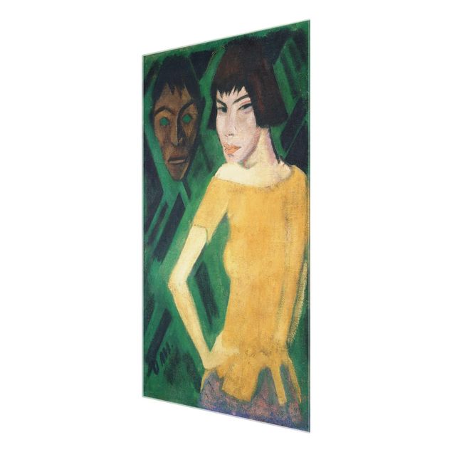 Glasbild - Kunstdruck Otto Mueller - Maschka mit Maske - Hoch 2:3