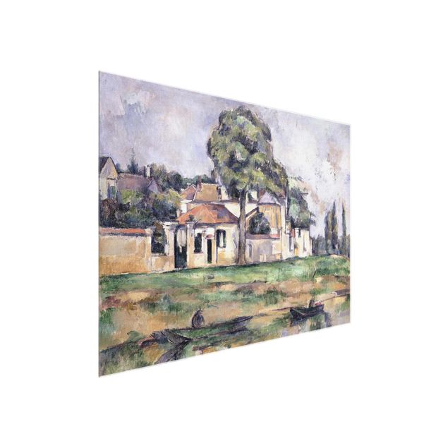 Glasbild - Kunstdruck Paul Cézanne - Am Ufer der Marne - Impressionismus Quer 4:3