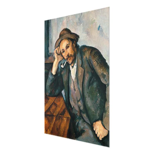 Glasbild - Kunstdruck Paul Cézanne - Der Raucher mit aufgestütztem Arm - Impressionismus Hoch 3:4