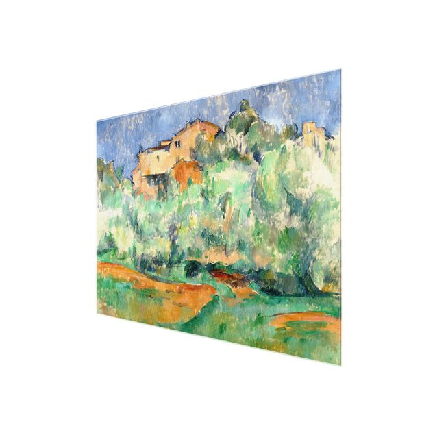Glasbild - Kunstdruck Paul Cézanne - Haus auf bewaldeter Anhöhe mit Taubenschlag - Impressionismus Quer 4:3