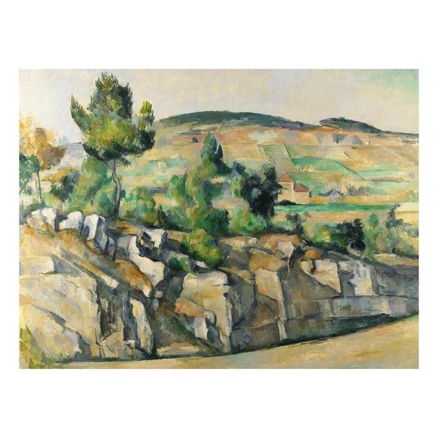 Glasbild - Kunstdruck Paul Cézanne - Hügelige Landschaft in der Provence - Impressionismus Quer 4:3