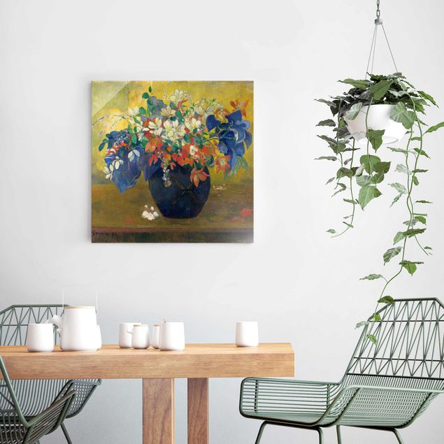 Glas Wandbilder XXL Paul Gauguin - Vase mit Blumen