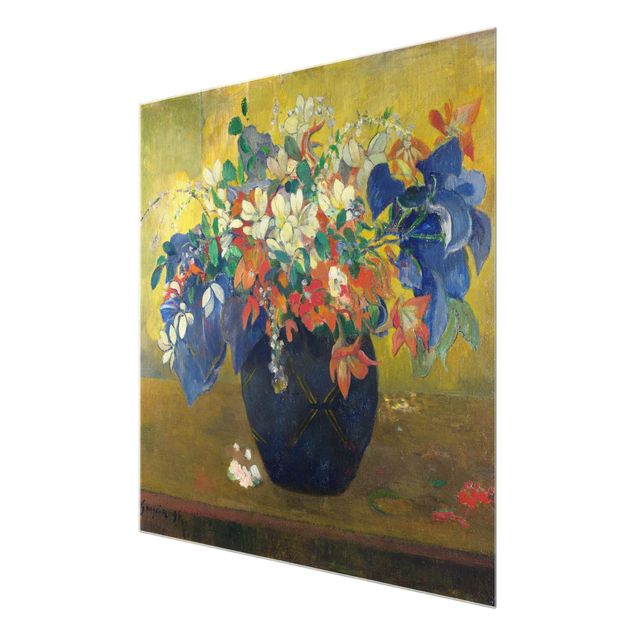 Glas Wandbilder Paul Gauguin - Vase mit Blumen