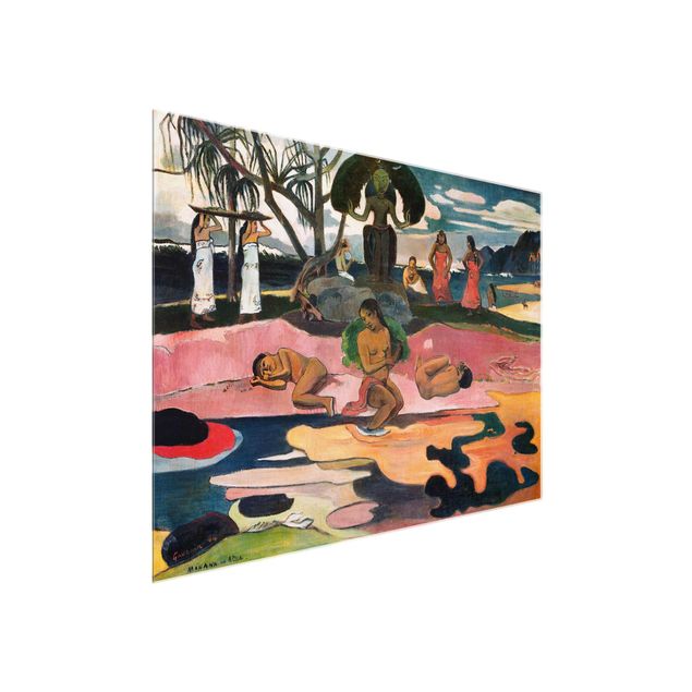 Glasbild - Kunstdruck Paul Gauguin - Gottestag (Mahana No Atua) - Post-Impressionismus Quer 4:3