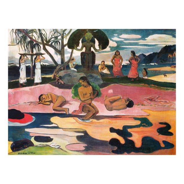 Glasbild - Kunstdruck Paul Gauguin - Gottestag (Mahana No Atua) - Post-Impressionismus Quer 4:3