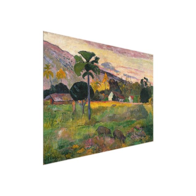 Glasbild - Kunstdruck Paul Gauguin - Haere mai (Komm her) - Post-Impressionismus Quer 4:3