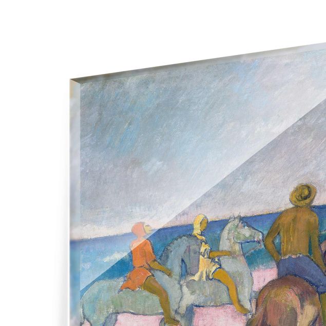 Glasbild - Kunstdruck Paul Gauguin - Reiter am Strand (I) - Post-Impressionismus Quadrat 1:1