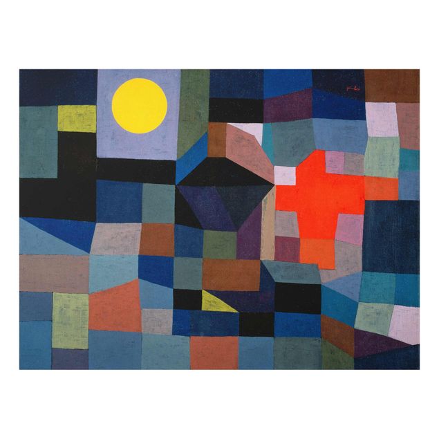Glas Wandbilder Paul Klee - Feuer bei Vollmond