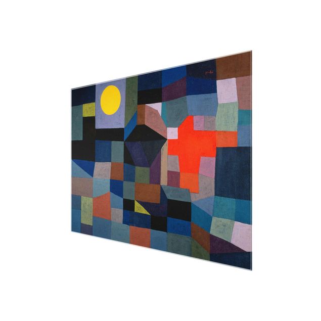 Glasbild - Kunstdruck Paul Klee - Feuer bei Vollmond - Expressionismus Quer 4:3