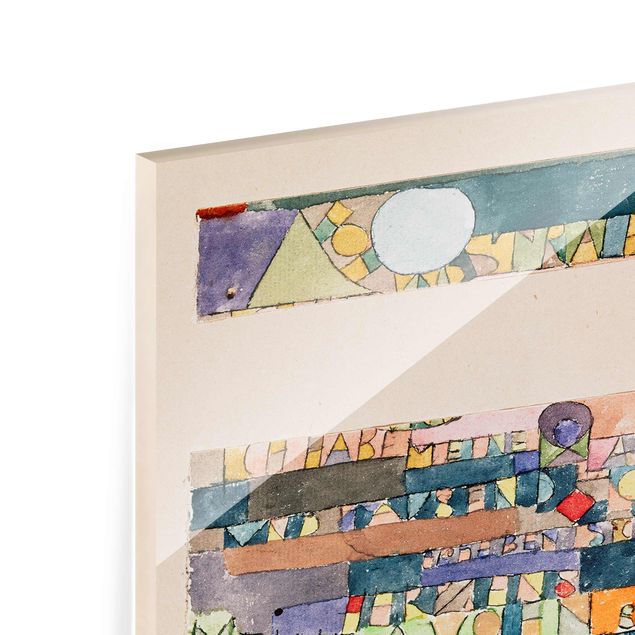 Glasbild - Kunstdruck Paul Klee - Hoch und strahlend steht der Mond... - Expressionismus Quer 3:2
