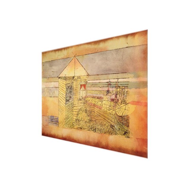 Glasbild - Kunstdruck Paul Klee - Wunderbare Landung, oder '112!' - Expressionismus Quer 4:3