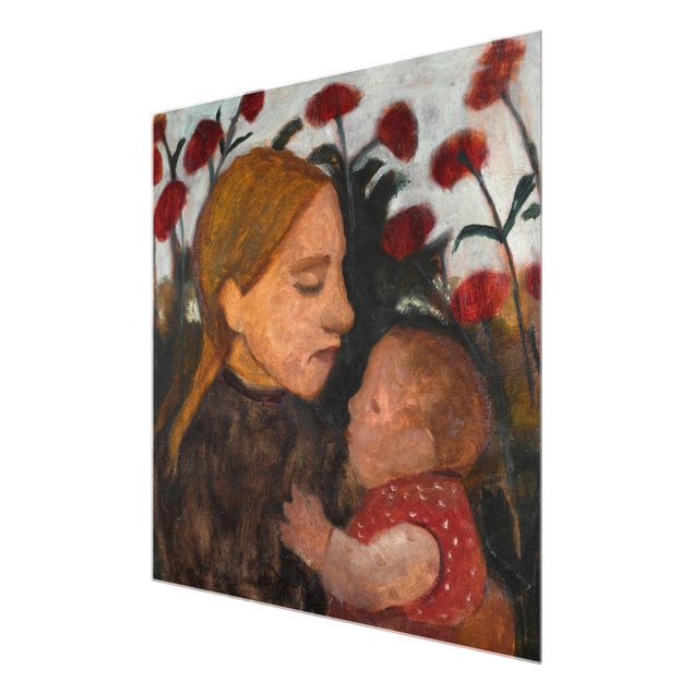 Glasbild - Kunstdruck Paula Modersohn-Becker - Junge Frau mit dem Kind - Quadrat 1:1