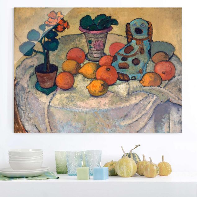 Glas Wandbilder XXL Paula Modersohn-Becker - Stillleben mit Orangen