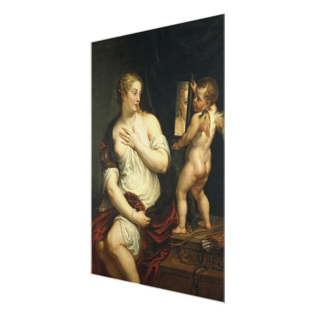 Glasbild - Kunstdruck Peter Paul Rubens - Venus und Cupido - Hoch 3:4