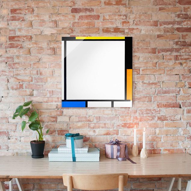 Glas Wandbilder XXL Piet Mondrian - Komposition III
