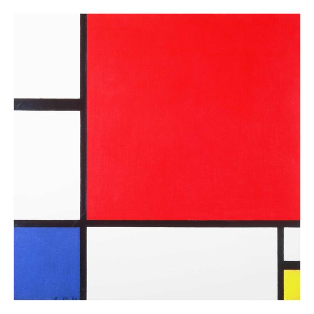 Glasbilder Piet Mondrian - Komposition Rot Blau Gelb