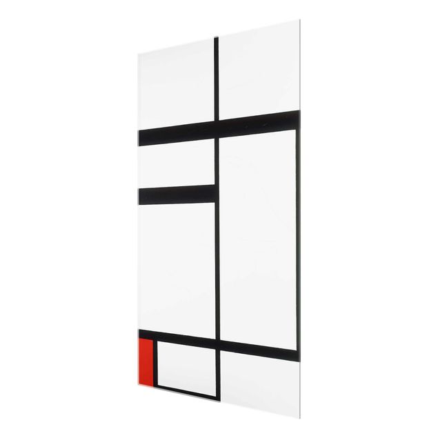 Glas Wandbilder Piet Mondrian - Komposition Rot Schwarz Weiß