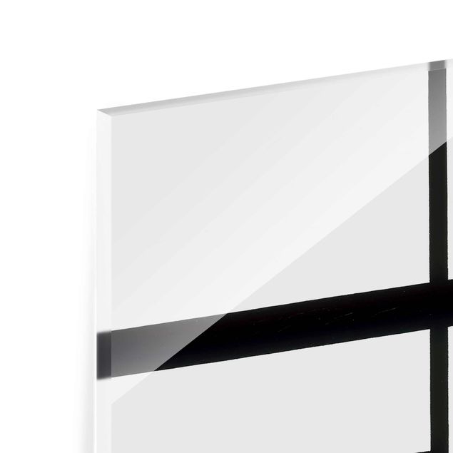 Glasbild - Kunstdruck Piet Mondrian - Komposition mit Rot, Schwarz und Weiß - Hoch 2:3
