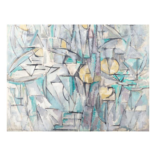 Glas Wandbilder Piet Mondrian - Komposition X
