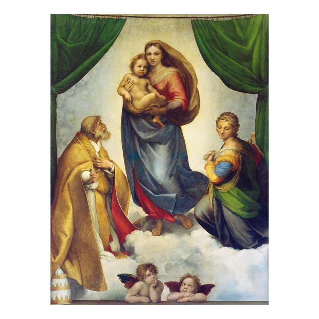 Glasbild - Kunstdruck Raffael - Die Sixtinische Madonna - Hoch 3:4