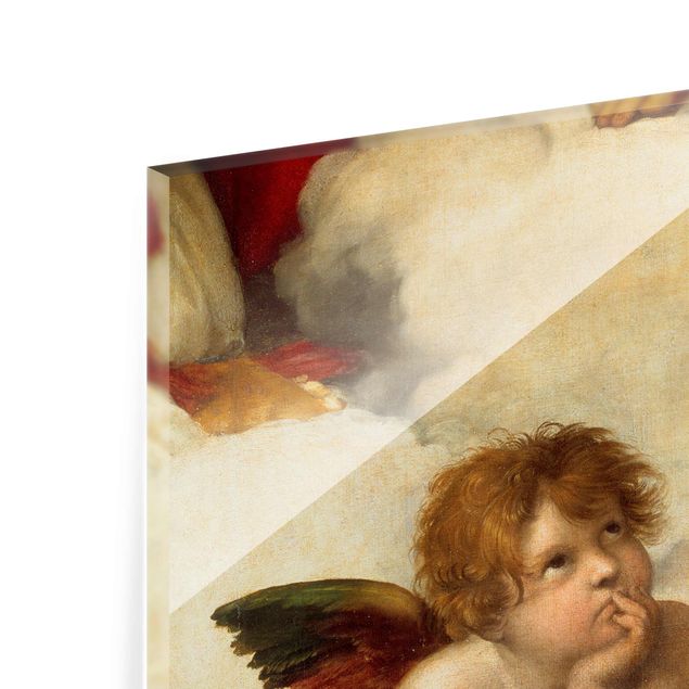 Glasbild - Kunstdruck Raffael - Zwei Engel. Detail aus Die Sixtinische Madonna - Quer 3:2