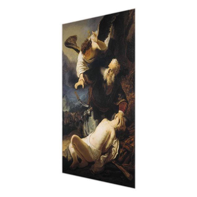 Glas Wandbilder Rembrandt van Rijn - Die Opferung Isaaks