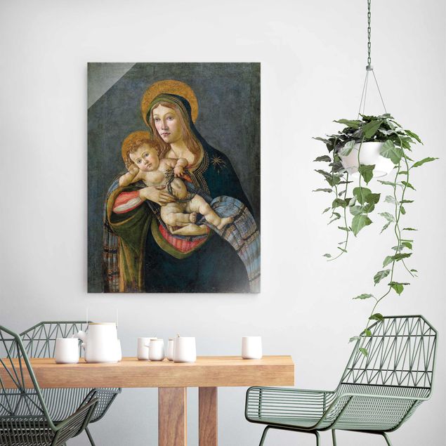 Glasbilder Sandro Botticelli - Madonna und Kind