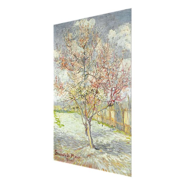 Glasbilder Vincent van Gogh - Blühende Pfirsichbäume