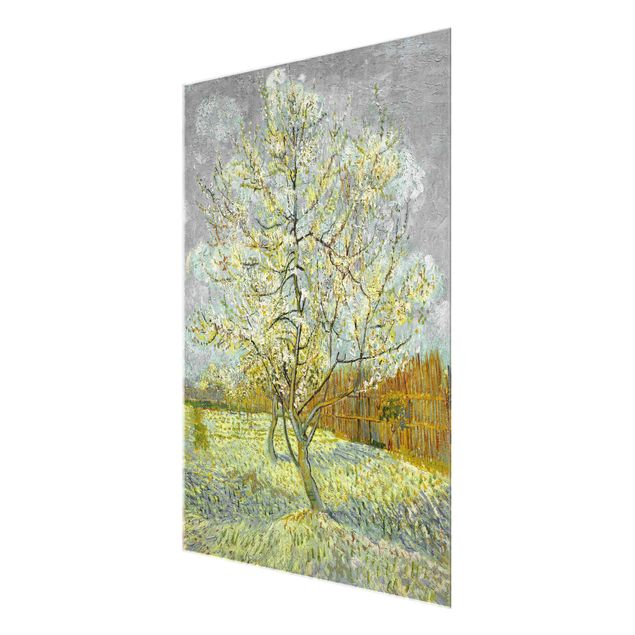 Glas Wandbilder Vincent van Gogh - Pfirsichbaum rosa