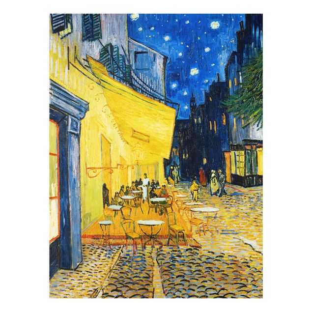 Glasbild - Kunstdruck Vincent van Gogh - Café-Terrasse am Abend in Arles - Post-Impressionismus Hoch 3:4