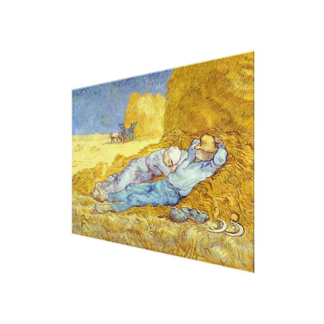 Glasbild - Kunstdruck Vincent van Gogh - Das Mittagsschläfchen - Post-Impressionismus Quer 4:3