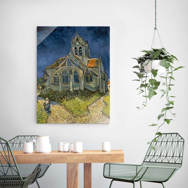 Glasbild Stadt Vincent van Gogh - Kirche Auvers-sur-Oise