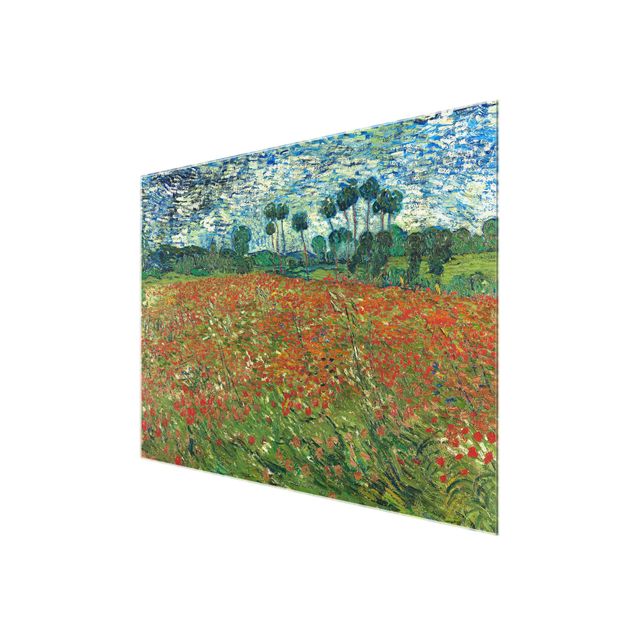 Glasbild - Kunstdruck Vincent van Gogh - Mohnfeld - Post-Impressionismus Quer 4:3