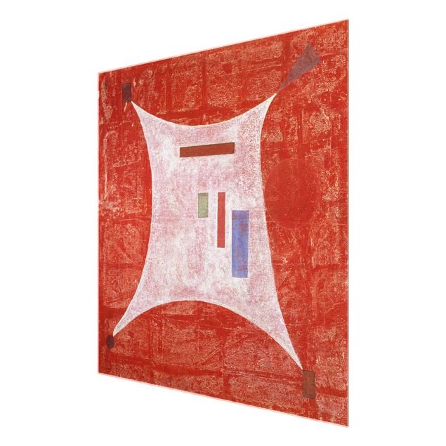Glasbild - Kunstdruck Wassily Kandinsky - In die vier Ecken - Expressionismus Quadrat 1:1