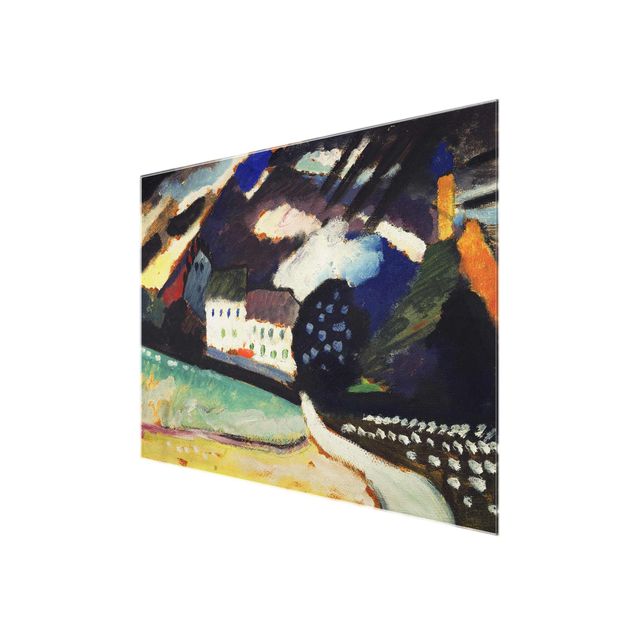 Glasbild - Kunstdruck Wassily Kandinsky - Murnau, Schloss und Kirche II - Expressionismus Quer 4:3