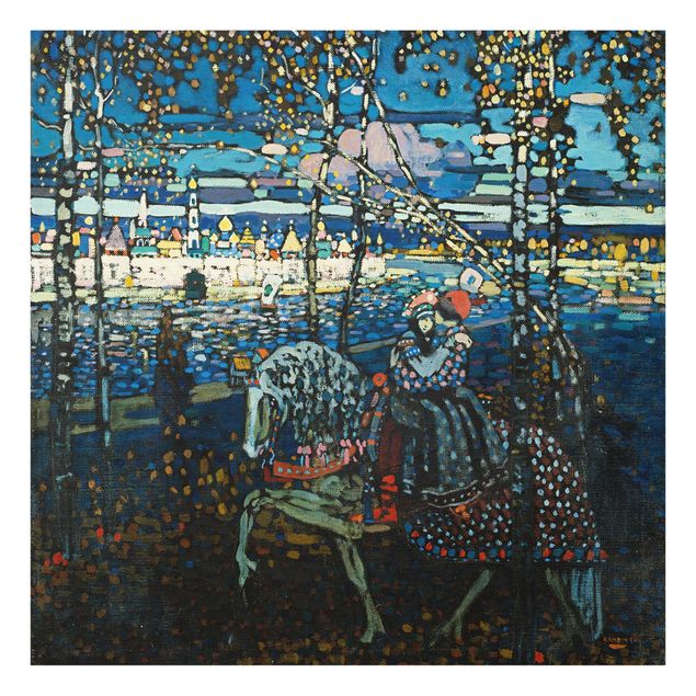 Glas Wandbilder Wassily Kandinsky - Reitendes Paar