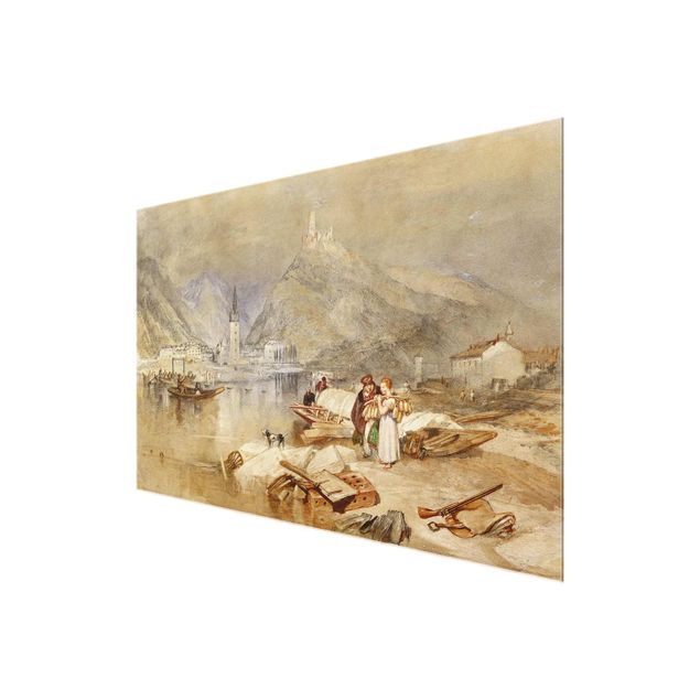Glasbild - Kunstdruck William Turner - Bernkastel an der Mosel mit der Ruine der Burg Landshut - Romantik Quer 3:2