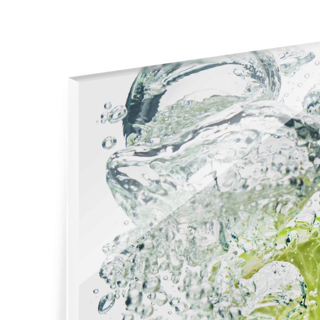 Glasbild Küche - Lime Bubbles - Quadrat 1:1