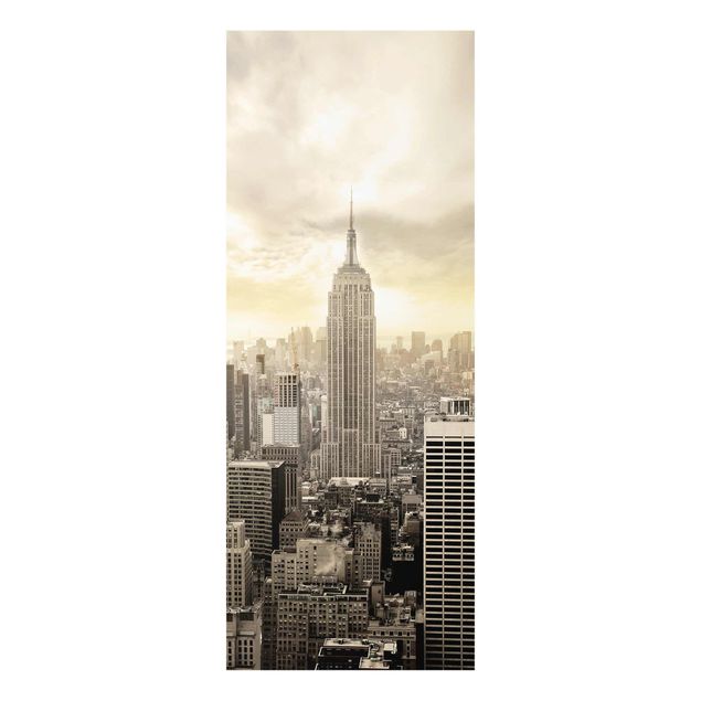 Glasbild - Manhattan Dawn - Panorama Hoch
