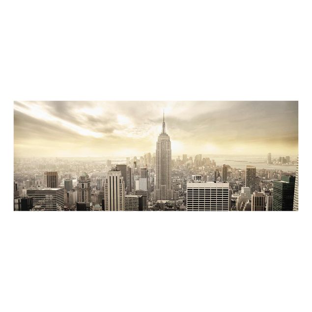 Glasbild - Manhattan Dawn - Panorama Quer