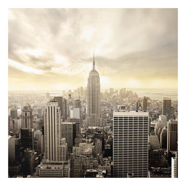 Glasbild - Manhattan Dawn - Quadrat 1:1