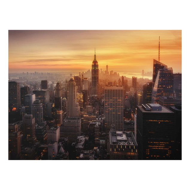 Glasbild - Manhattan Skyline Abendstimmung - Querformat 3:4